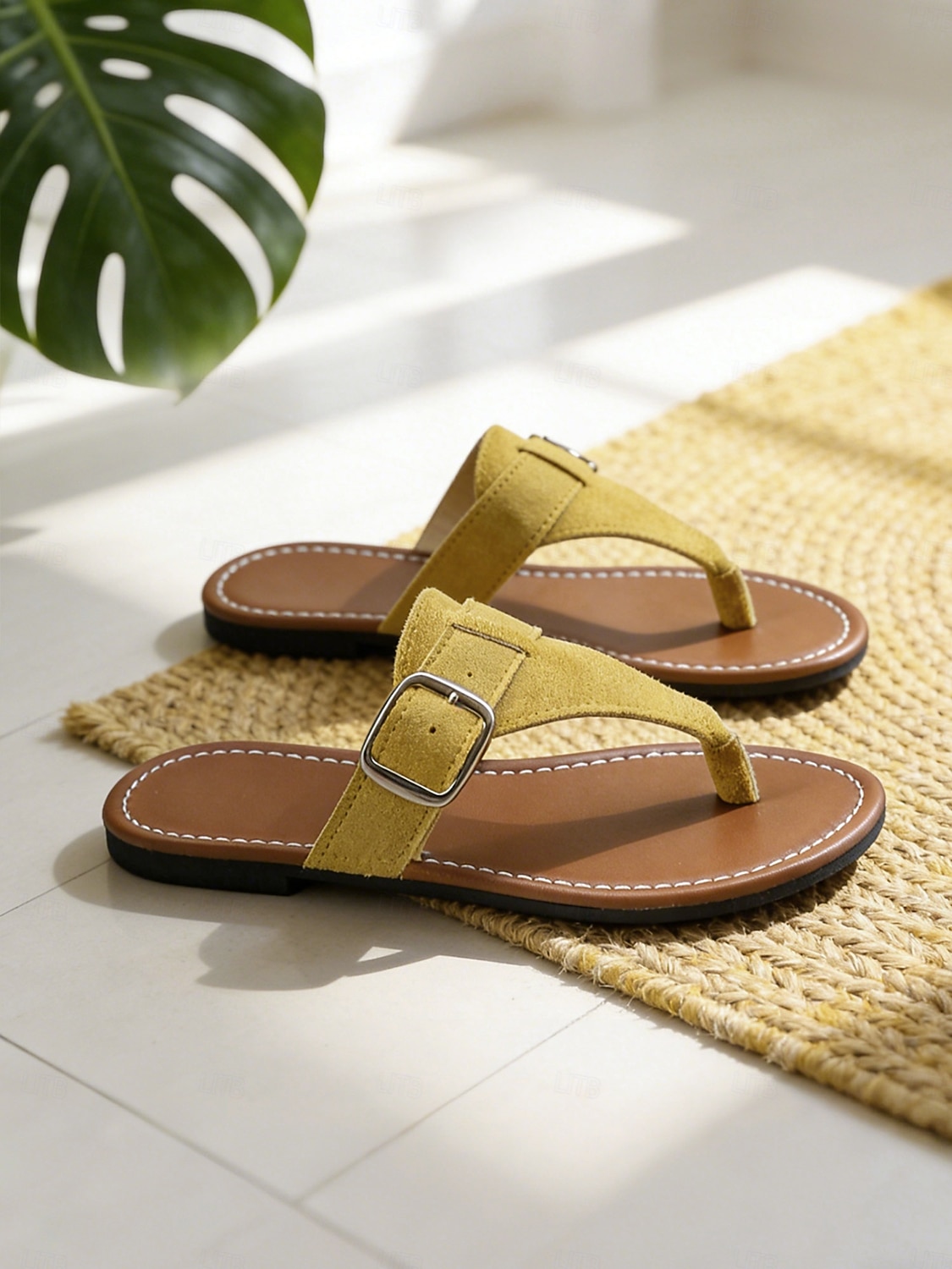 Women's Yellow Buckle Slide Sandals – Lightweight Flat Slippers for Beach Walking, Poolside Lounging, Cruise Travel, Resort Holidays & Everyday Comfort 2026 - $18.99 –P1