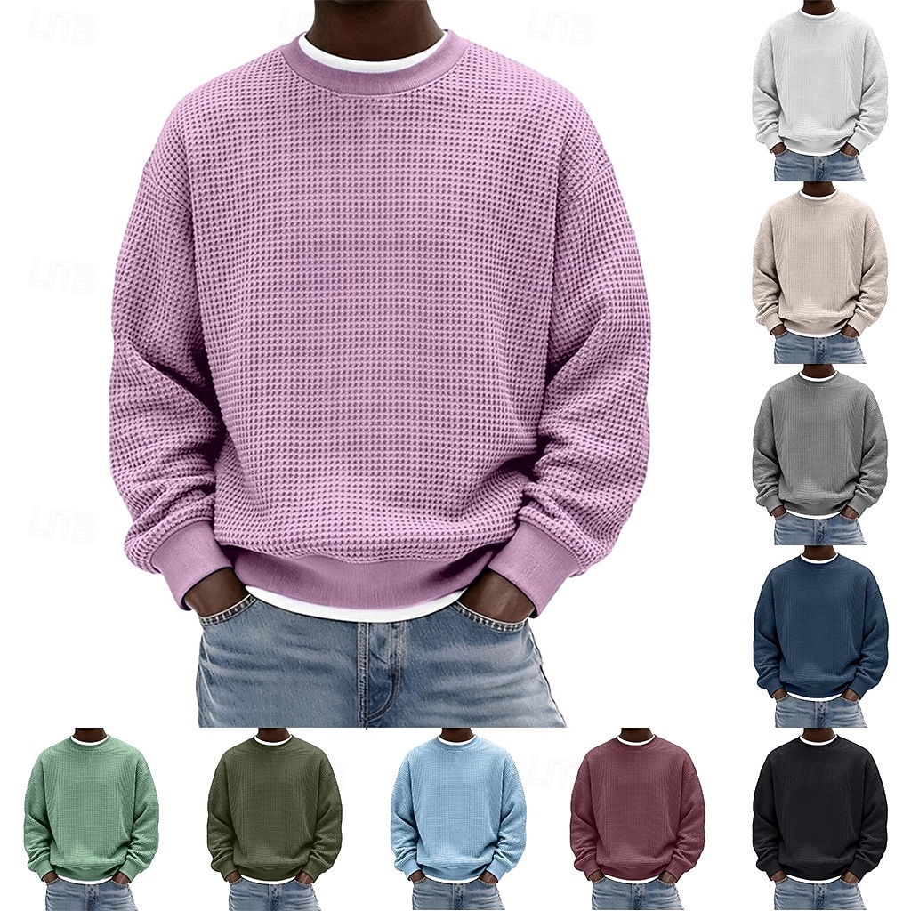 Férfi Pulóver Gofris pulóver Pulóver kapucnis pulóver Vörösbor Fekete Fehér Világoszöld Sötétkék Terített nyak Sima Texturált Hétköznapi Napi Sport & Szabadtéri Poliészter Utcai sikk Menő Sportruházat 2026 - $24.99 –P1
