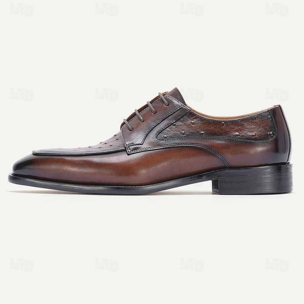 Men's Tan Leather Brogue Lace-Up Shoes, Classic Wedding Shoes for Groom and Groomsmen, Ideal for Formal Weddings and Semi-Formal Wedding Occasions 2026 - $84.99 –P6