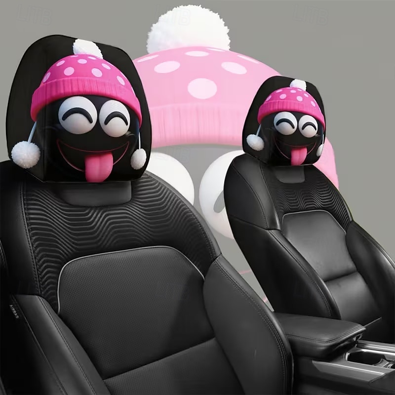 2 قطعة من أغطية مسند رأس السيارة المطبوعة عليها قبعة عيد الميلاد المدهشة، ديكور السيارة، بدون حشو، سهلة التركيب والغسل، مناسبة للسفر لمسافات طويلة لتخفيف التعب، ديكور سيارة مضحك مثالي 2026 - $9.49 –P11