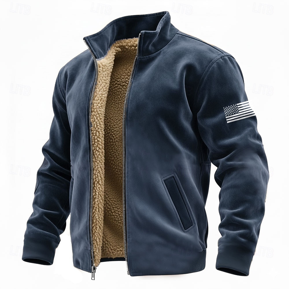 ארצות הברית 250 שנות השנה Anniversary גברים דגל אמריקאי חליפה סווטשירט ישן רטרו צווארון זקוף רוכסן חוץ מתנה יציאה כחול שחור חום ירוק כיס קדמי רוכסן סתיו חורף 2026 - $42.99 –P2