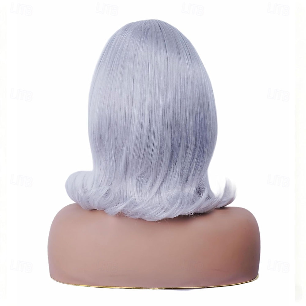 Vintage Short Wavy White Silver Wig with Bang Retro Bouffant Beehive Wigs fits 80s Costume or Halloween Party 2026 - $29.99 –P2