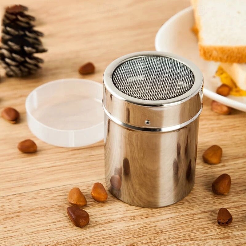 tomusokerisirotin, pölypurkki ruostumattomasta teräksestä, pölypurkki hienosilmäinen jauhepurkki kannella, jauhoannostelija suklaajauheelle, leivontatarvikkeet, keittiötarvikkeet 2026 - $9.99 –P4