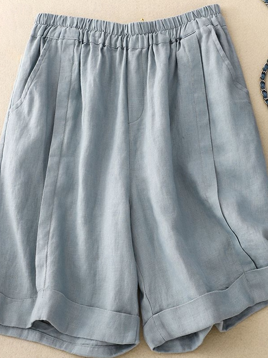 Women's Capri Pants Shorts Summer Shorts Beach Shorts Vacation Basic Casual Full Length High Waist Plain Pocket Wide Leg Elastic Waistband Quick Dry Soft Comfortable Stretchy Beach Holiday Blue Black 2026 - $22.99 –P7