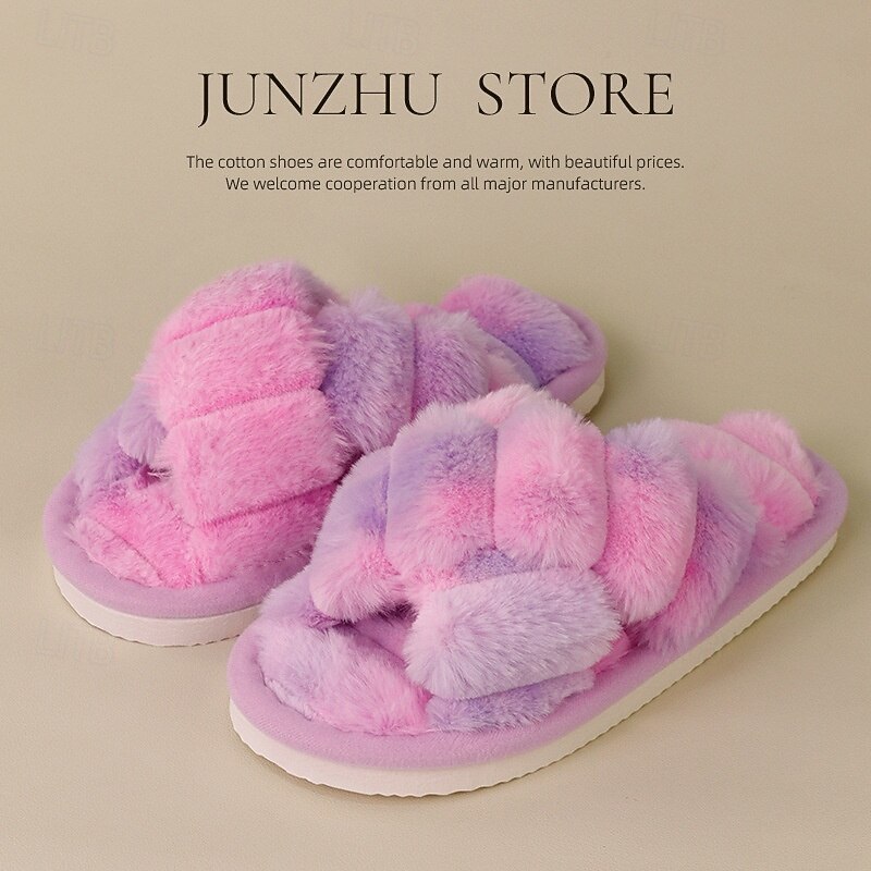 Женские пушистые тапочки на осень-зиму, для дома и улицы, нескользящие, плюшевые, с толстой подошвой, уютные, мягкие, меховые, для дома и послеродового периода, а также для повседневной носки. 2026 - $12.99 –P1