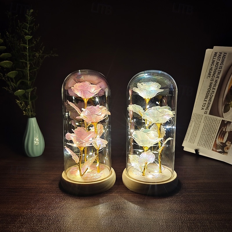 Üveg rózsa örök kristály virág világító rózsák üvegdóm alatt ajándékok nőknek anyának nagymamának feleségnek nővérének 2026 - $17.99 –P3