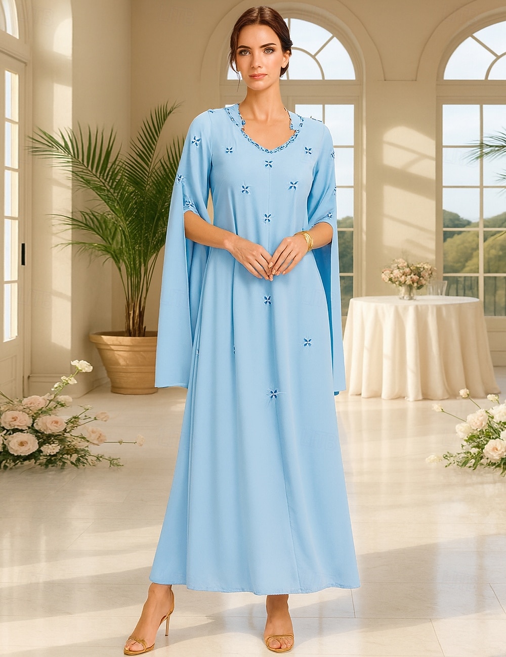 A-Line Floor Length Formal Dresses Evening Gown Mother of the Bride Dress Long Sleeve Scoop Neck Elegant Vintage Party with Beading 2026 - $76.99 –P1