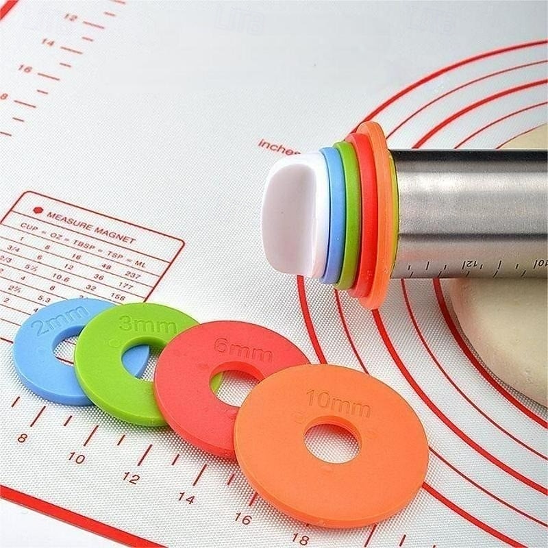 Deegroller met verstelbare dikte en mat, roestvrijstalen deegroller met maatverdeling, verstelbare dikte voor het bakken, inclusief mat en deegset voor gemakkelijk uitrollen. 2026 - $26.99 –P6