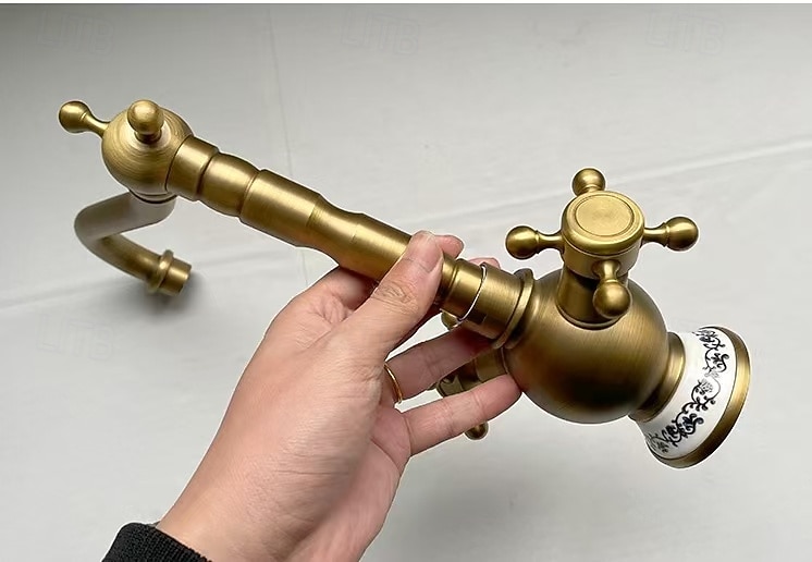 Ванная раковина кран - Вращающийся Хром Внешнее крепление Две ручки одно отверстиеBath Taps 2026 - $186.99 –P6