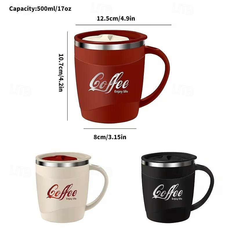 Caneca de café em aço inoxidável 304 com tampa, 500ml (17oz), parede dupla isolada, livre de BPA e à prova de vazamentos, ideal para viagens e bebidas quentes. &bebidas geladas, presente de Natal de 2026 por $17.99 –P9