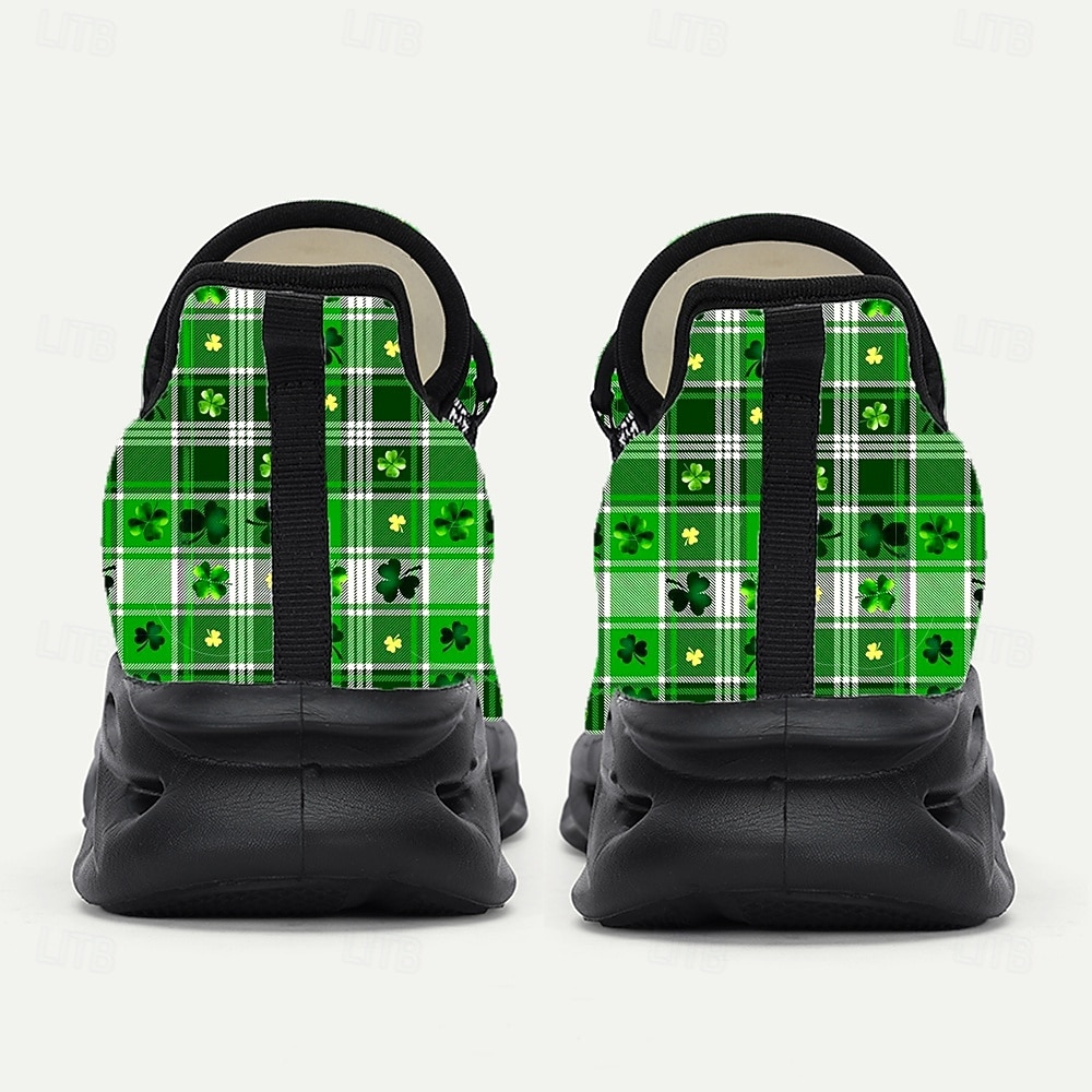 Tênis masculino para o Dia de São Patrício – estampa xadrez verde com trevos, ideal para desfiles e comemorações. de 2026 por $46.99 –P8
