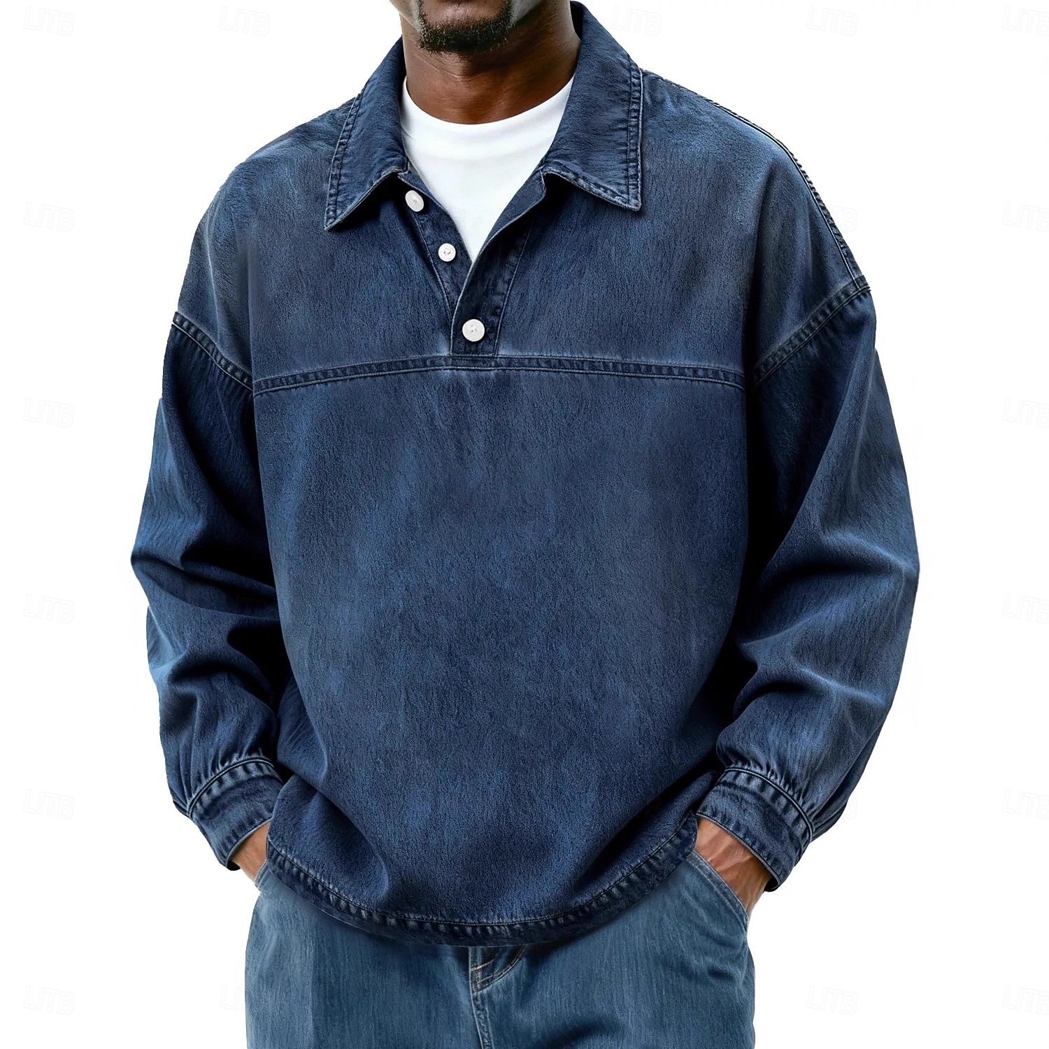 Herren Baumwoll-Poloshirt Lässig Urlaub Klassisch Langarm Mode Basic Einfarbig Einfach Vintage-Stil Gewaschen Winter Frühling & Herbst Ganzjahres Lässiger Schnitt Schwarz Hellgrün Rosa Marineblau 2026 - $33.99 –P11