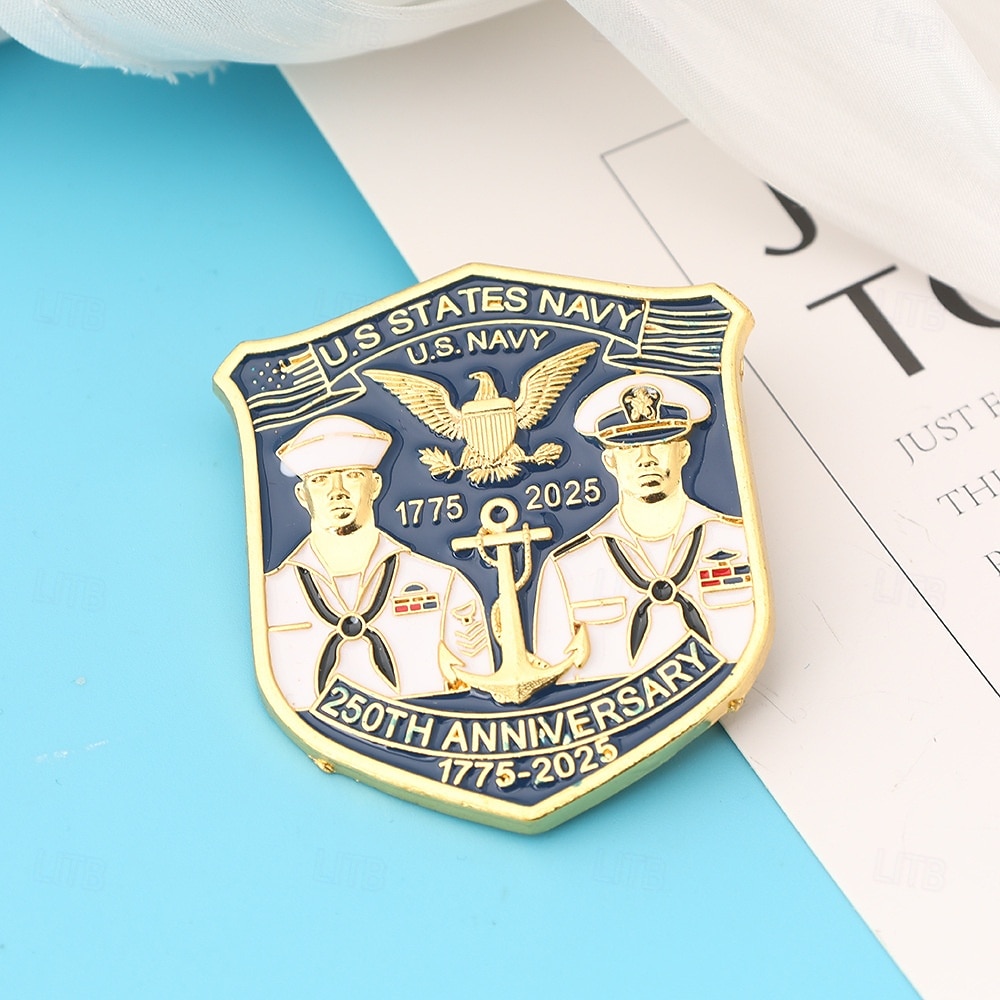 Spilla commemorativa del 250° anniversario del Corpo dei Marines degli Stati Uniti e della NAVY emblema militare del Corpo dei Marines spille a pulsante in lega per la collezione di veterani regalo del 2026 a $11.99 –P8