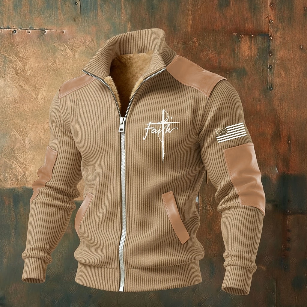 Miesten Täysi vetoketjullinen huppari Fleecetakki Fleece -huppari Musta Valkoinen Armeijan vihreä Laivaston sininen Ruskea Pystykaulus Risti Usko Tasku Keinonahkaiset aksentit Urheilu ja ulkoilu 2026 - $75.99 –P7