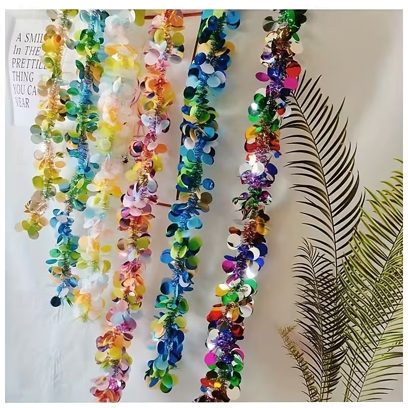 glittergirlander med skinnende paljetter – festlige båndslynger til festdekorasjon, bryllup, bursdag, høytid og juletredekor, glitrende hengende girlander til hjemmet &styling av arrangementer 2026 - $9.99 –P3