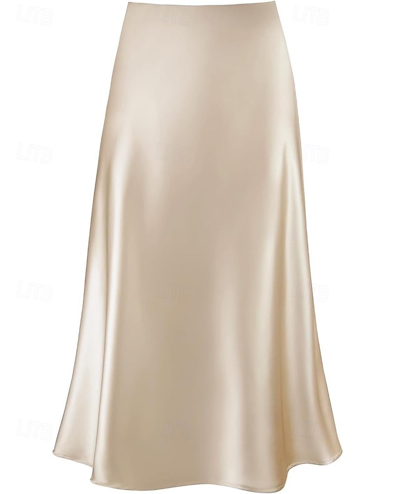 Mujer Elegante Moda Maxi Alta cintura Faldas Plano Frunce Rígido Diario Calle Negro Champaña Verde Ejército Verde Trébol Verano 2026 - $21.99 –P2