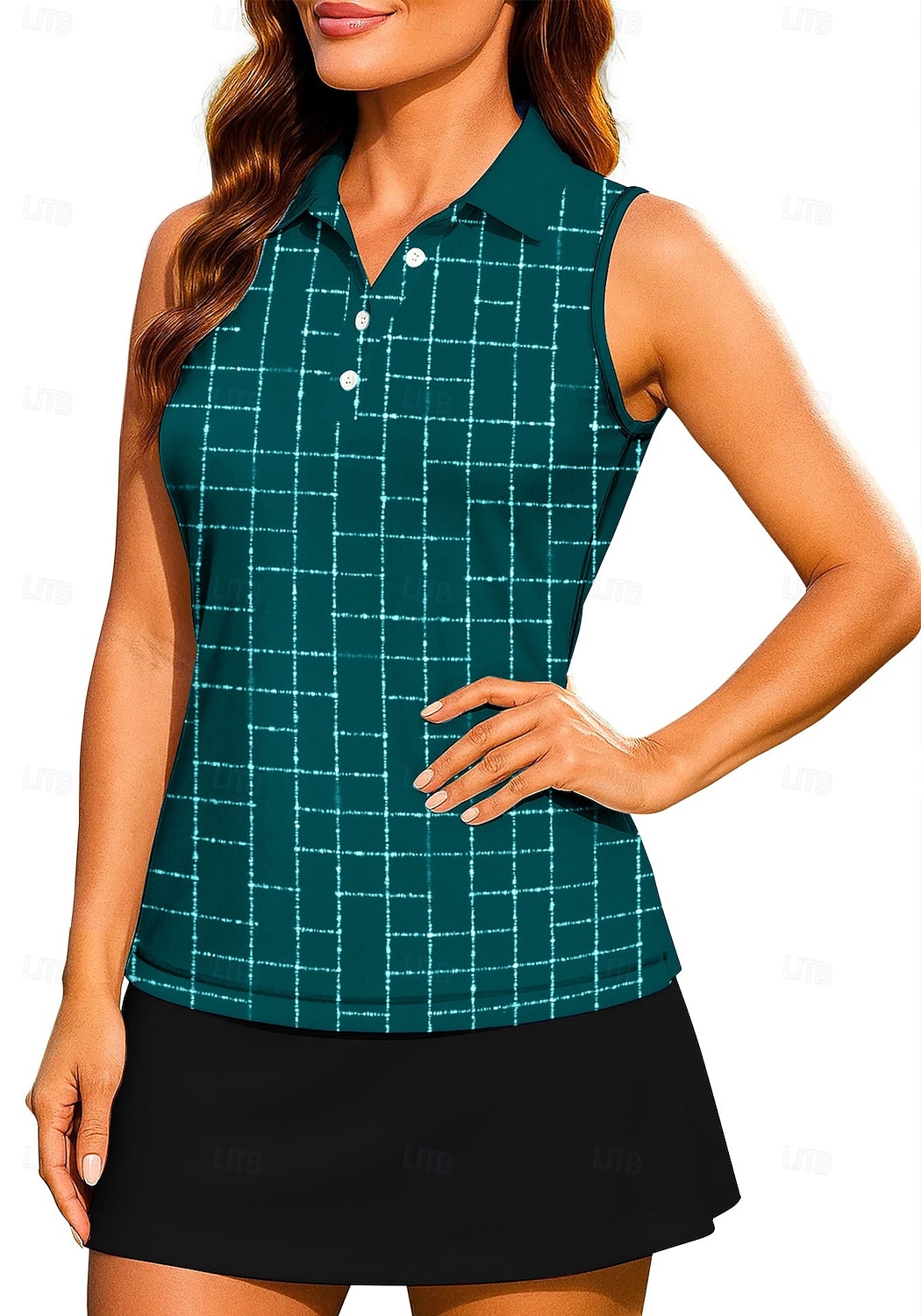 Damen Geometrisch Farbblock Kariert Karo Workout-Tanktop Shirt Sporthemd Golf-Poloshirt Ärmellos Sportlich UPF50+ UV-beständig Trainer Tanzen UV Schutz Pilates Cheerleader-Kostüme Volleyball 2026 - $18.99 –P6
