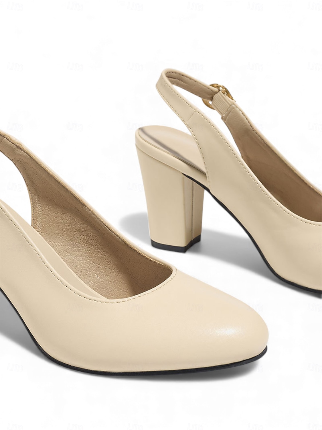 Women's  Classic Beige Elegant Slingback Heels – Comfortable Block Heel, Perfect for Mothers at Garden Weddings 2026 - $54.99 –P4
