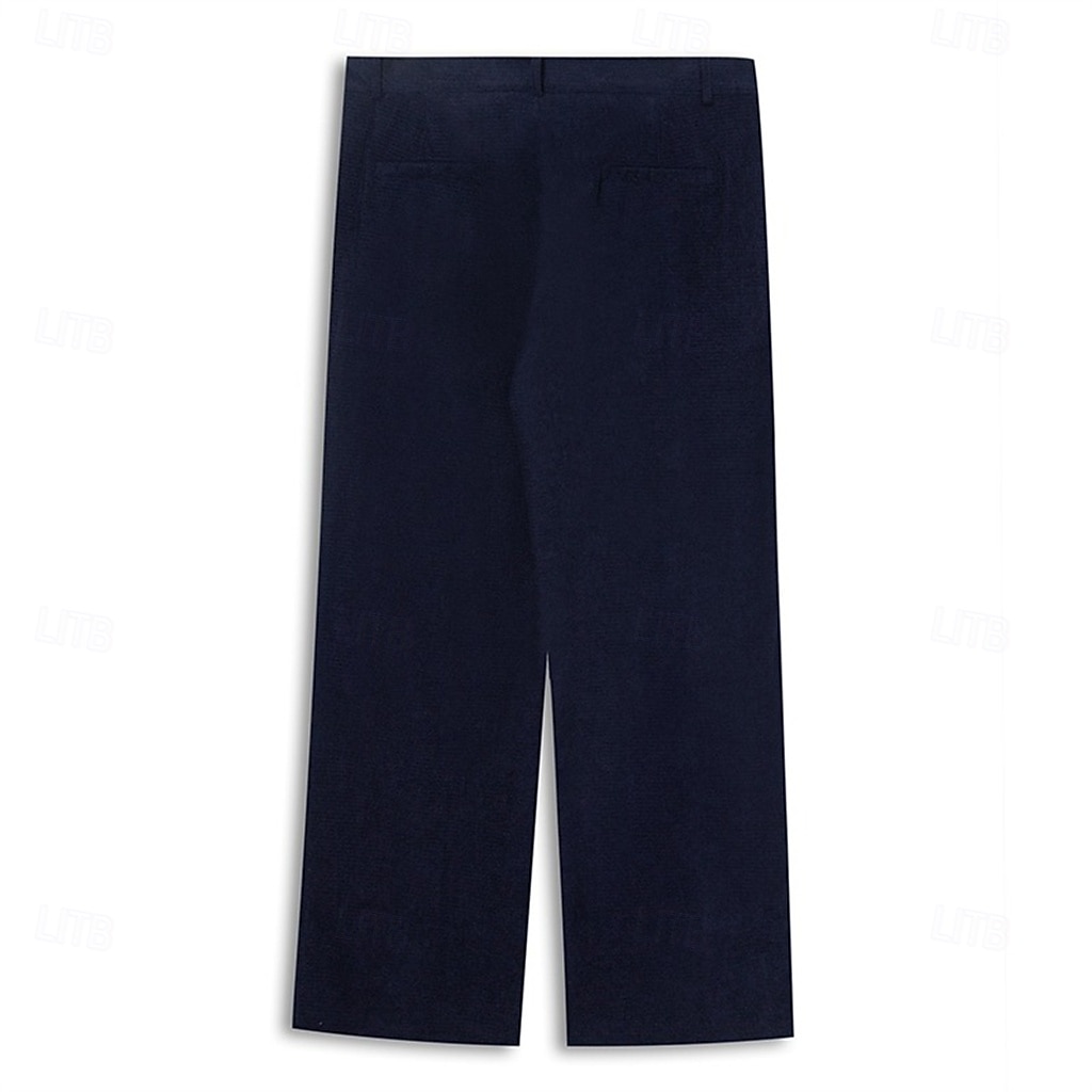 Miesten Housut Puvunhousut Vohveli housut Edessä tasku Suora jalka Yhtenäinen väri Raita Mukavuus Täyspitkä Päivittäin liiketoiminta Pyhäpäivä Muoti Tyylikästä ja modernia Musta Laivaston sininen 2026 - $29.99 –P7