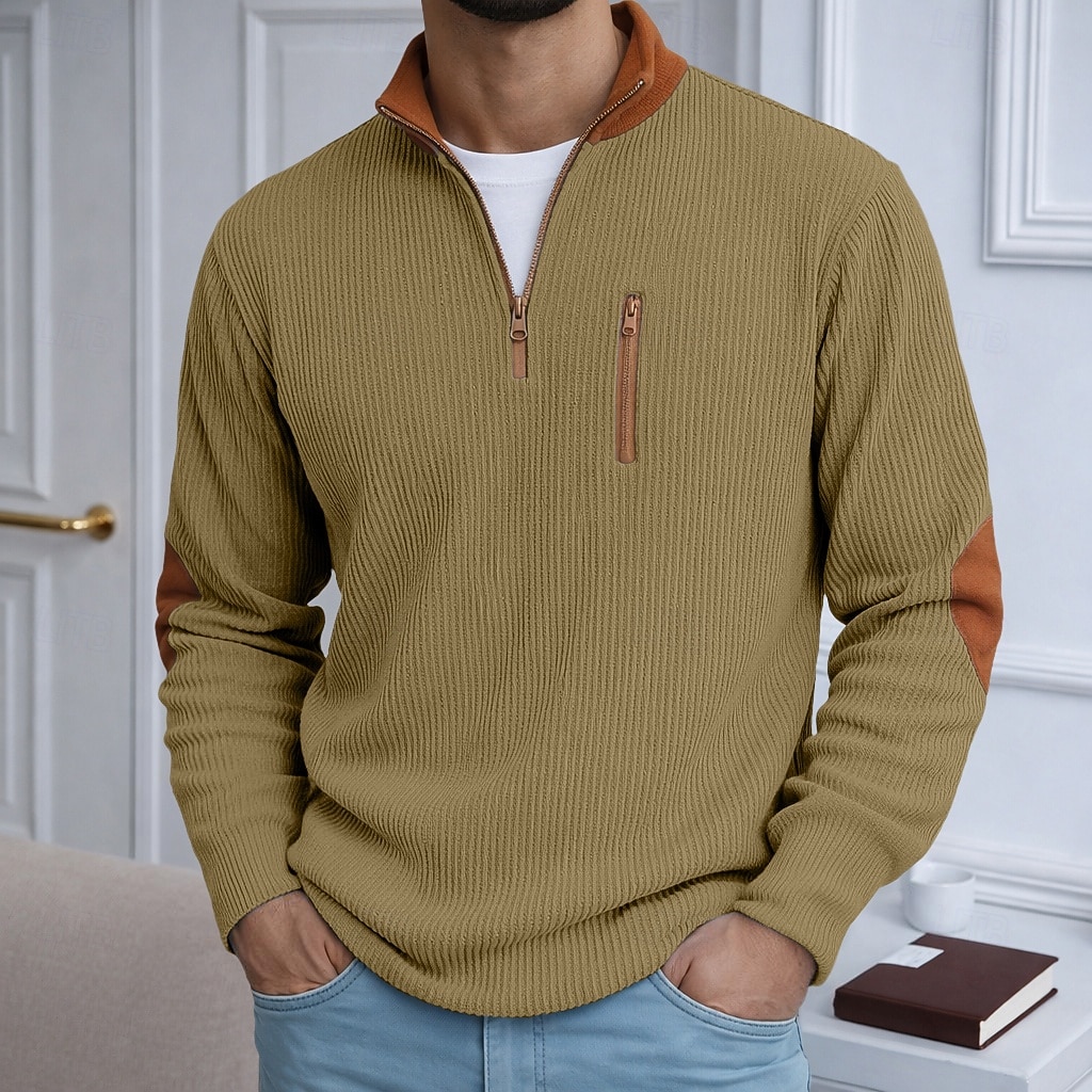 Da uomo Camicia di Velluto a Coste Maglietta Camicia a Maniche Lunghe Manica Lunga Con cerniera Autunno Inverno Autunno & Inverno Blocco di colori Quotidiano Testurizzato Casual Con zip Oversize Ampio del 2026 a $25.99 –P7