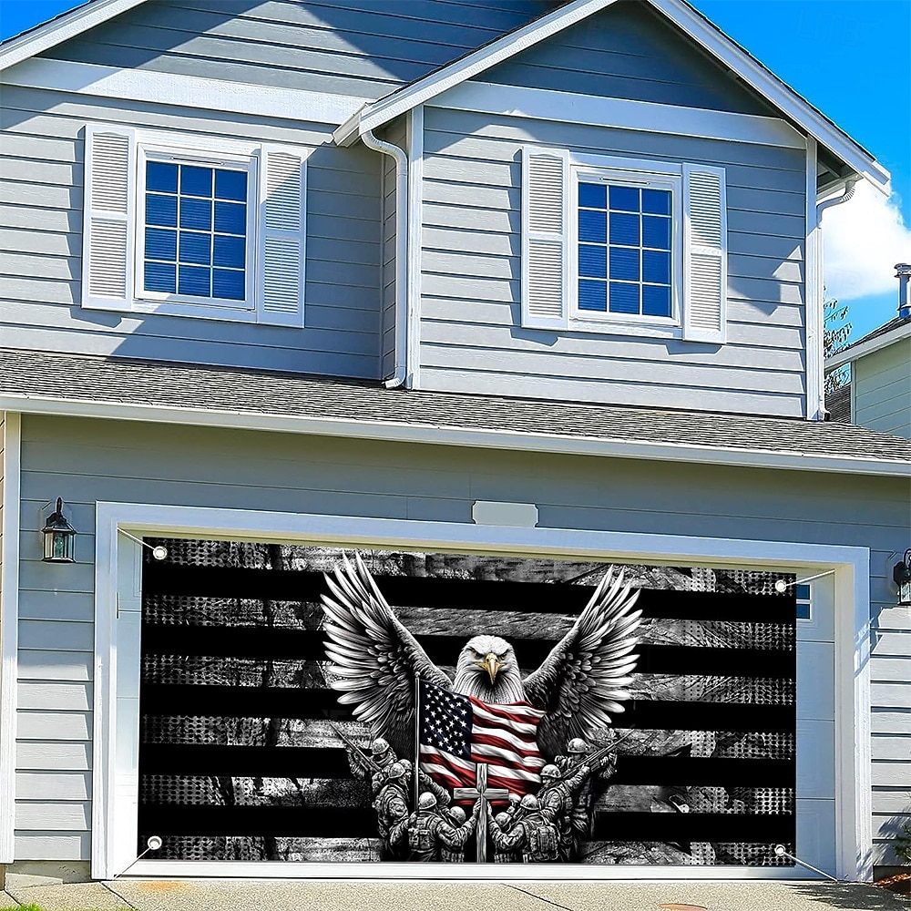4 juli 2026 250:e minnesdagen gobeläng garage dörr täck stor hängande bakgrund örn amerikanska flaggan vintage modern militär fest utomhus semester skjutande bakgrunds gård hem dekor 2026 - $49.99 –P6