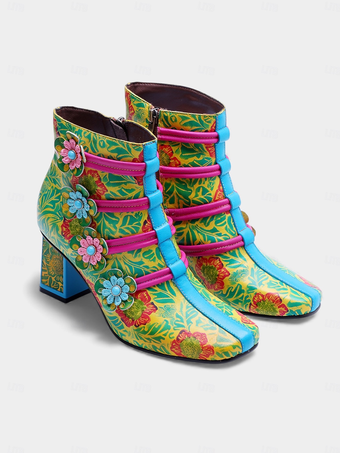 Női Mardi Gras Színes Virágos Csipkés Magassarkú Csizmák – Élénk Retro 1970-es Évek Inspirálta Design Világos Virágos Részletekkel Tökéletes Karneválra Fesztiválokra és Jelmezes Eseményekre 2026 - $99.99 –P2