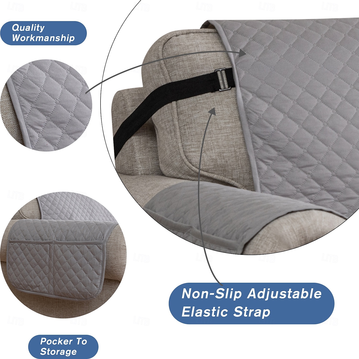 Funda de sofá acolchada elástica e impermeable, apta para mascotas, funda protectora de cojín para el hogar, sala de estar, regalo para dueños de mascotas 2026 - $46.99 –P4