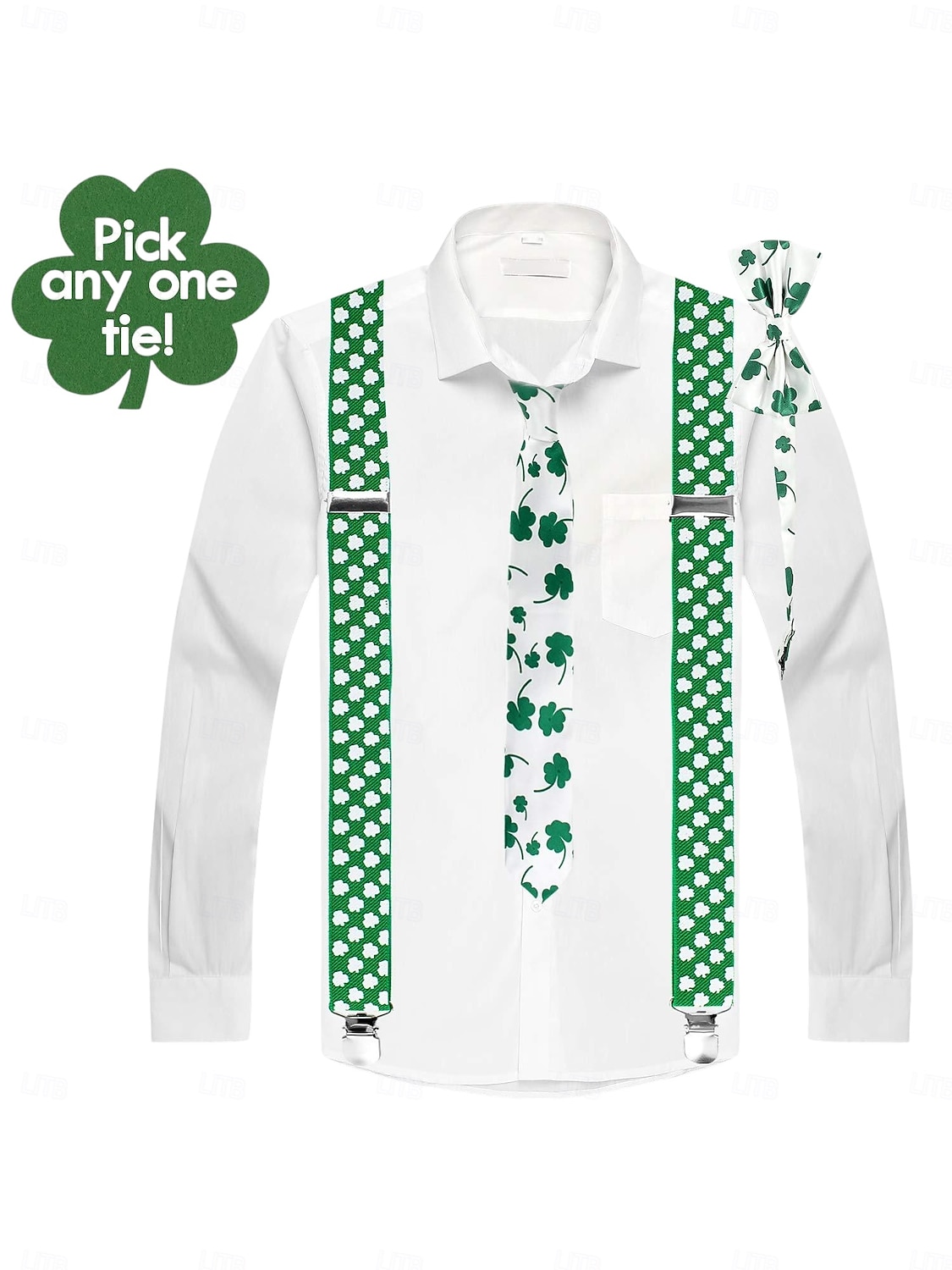 borsetă bărbătească cu trifoi verde de Ziua Sfântului Patrick, bretele &set de accesorii – echipament de festival cu bandă pentru cap, benzi pentru brațe și ochelari 2026 - $26.99 –P9