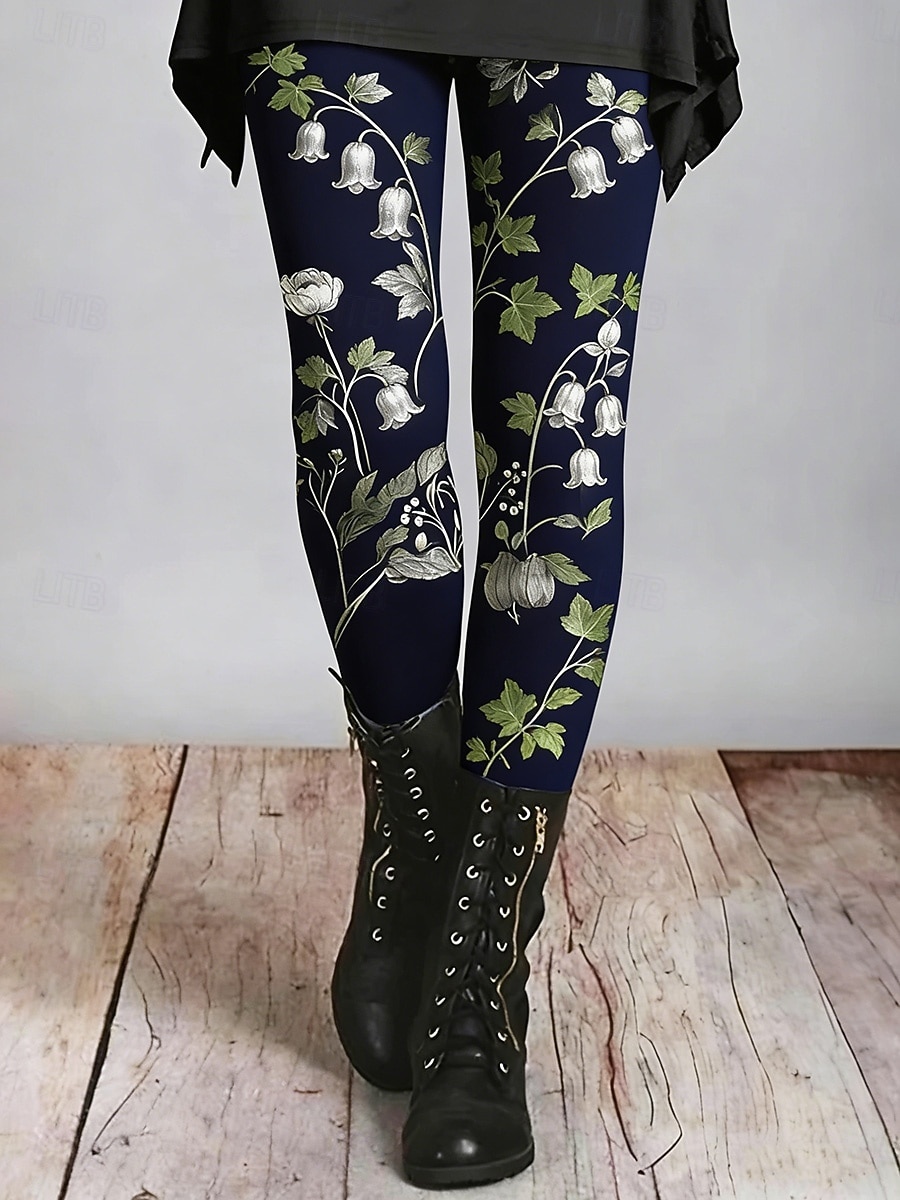 Damen Leggings Gemütliche Leggings Urlaub Vintage Lässig Volle Länge Hohe Taille Blumen Grafik Drucken Komfort Bequem Dehnbar Lässig Täglich Urlaub Schwarz Frühling Herbst Schmale Passform 2026 - $20.99 –P1