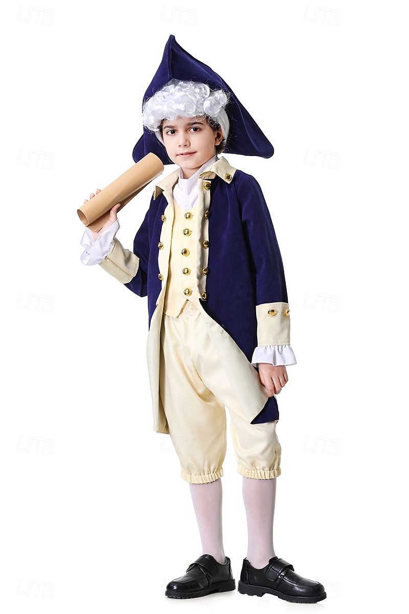 250e anniversaire des États-Unis Rococo Baroque Tenues Manches longues George Washington Alexander Hamilton Epoque Coloniale Déguisement Garçons Carnaval Jour de l'indépendance 4 juillet Enfant de 2026 ? $58.99 –P6