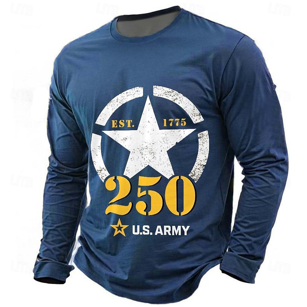 4. Juli 2026 250. Jahrestag Memorial Day Herren 3D Druck US-Flagge Crew Neck Langarm T-Shirt Freizeit Tagesstraß 2026 - $23.99 –P4