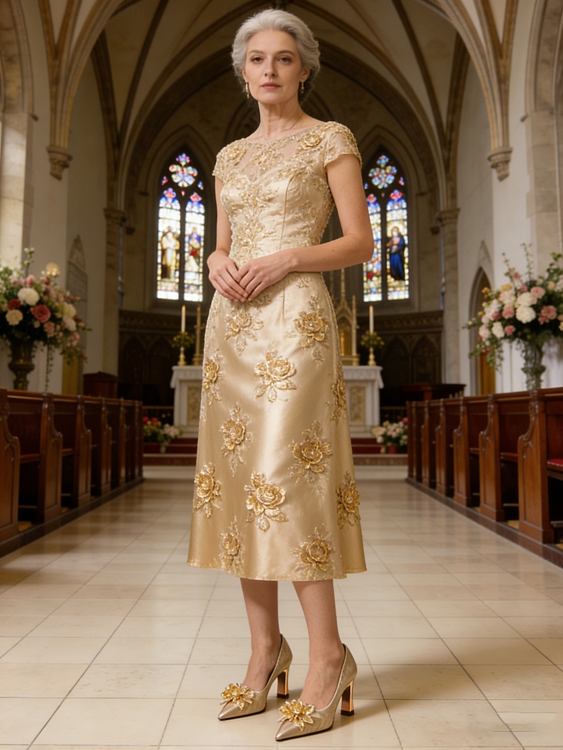 Women's Elegant Block Heel Pumps with Floral Embellishment, Comfortable Formal Shoes for Mother of the Bride at Church Weddings 2026 - $46.99 –P1