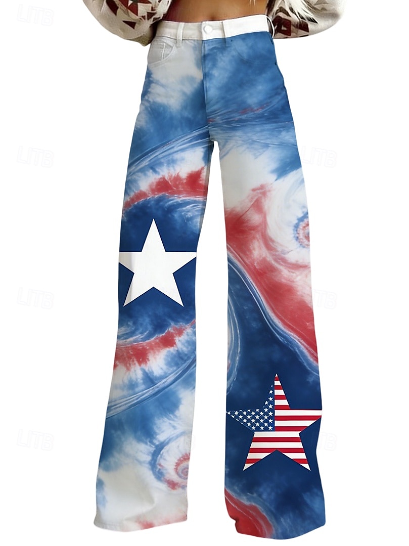 250th Anniversary USA Retro Vintage 1970s Pants Wide Legged Pants Hippie Disco High Waist Fancy Dress Women's Masquerade 4th of July Independence Day Adults' Pants 2026 - $32.99 –P2