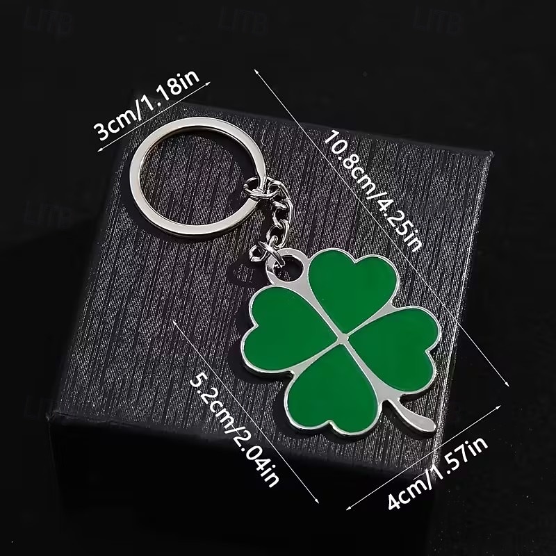 10 Stück Glücksklee-Schlüsselanhänger zum St. Patrick's Day, grüne Kleeblatt-Schlüsselringe aus Edelstahl, verschiedene Ausführungen, perfekte Gastgeschenke &Geschenke 2026 - $16.99 –P5