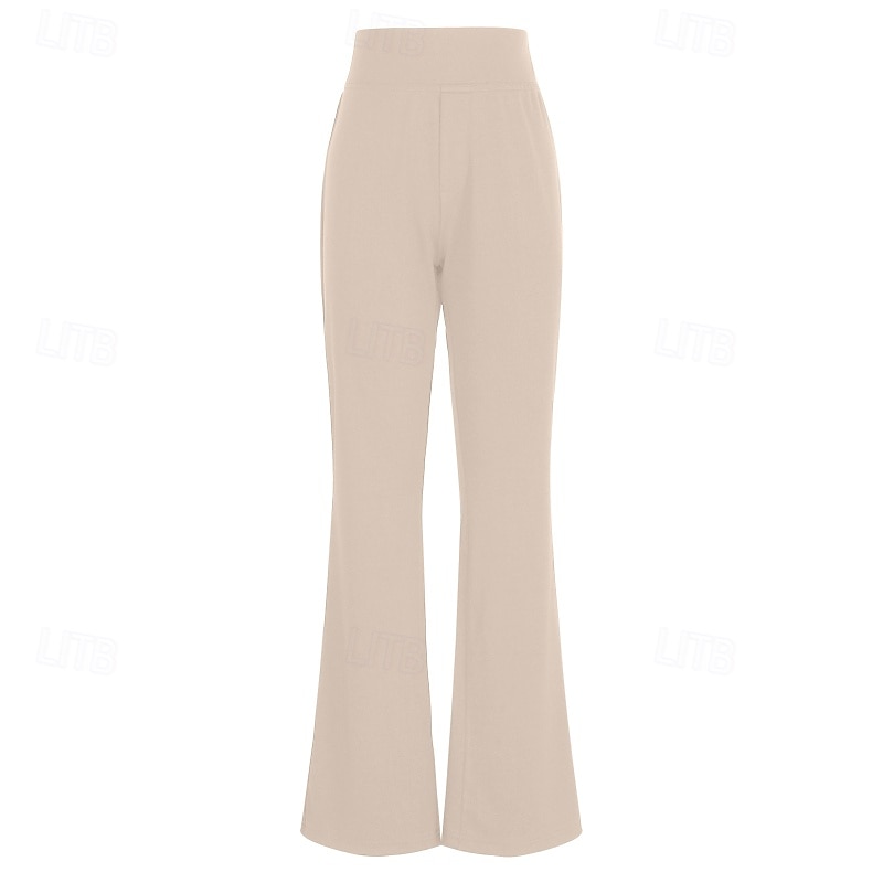 Damen Weite Hosenbeine Chinos Urlaub Streetwear Lässig Volle Länge Mittlere Taillenlinie Einfach Elastischer Bund Bequem Dehnbar Täglich Outdoor Urlaub Dunkelbraun Dunkelgrau Aprikose Schwarz 2026 - $22.99 –P6