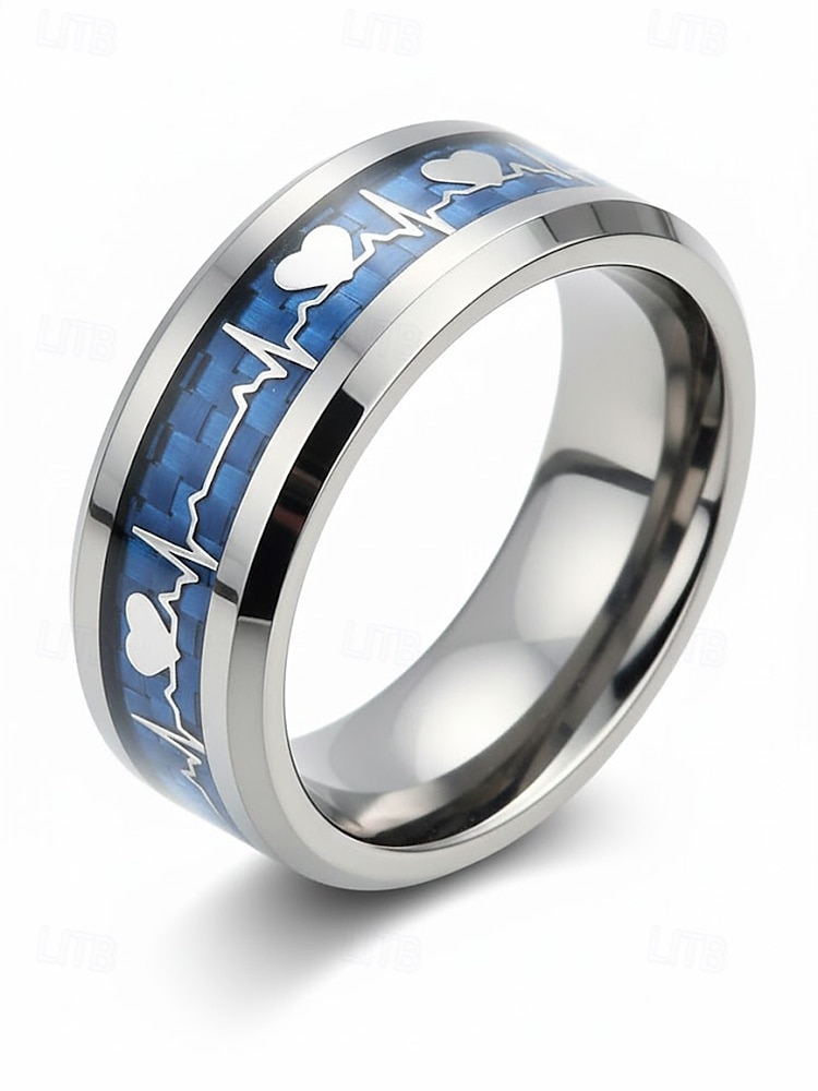 anello da uomo in acciaio inossidabile con battito cardiaco e design a cuore, disponibile in più colori: perfetto per San Valentino e per l'uso quotidiano del 2026 a $7.99 –P1