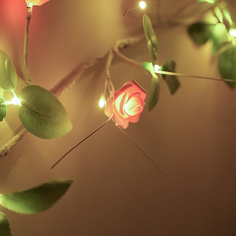 1.8M 48 LED Beads Artificial Rose Vine String Lights, Waterproof with Timer, AAA Battery Box, Indoor/Outdoor Bedroom, Living Room, Garden, Party, Wedding, Holiday Decoration 2026 - $25.99 –P4