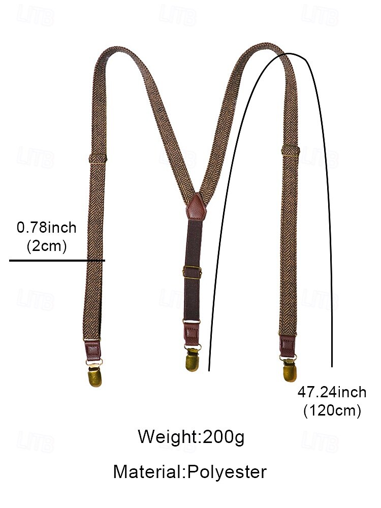 2026年 男性用ポリエステルサスペンダー、ヘリンボーンデザイン、ヴィンテージスタイル、ケルンカーニバルとコスチュームに最適  コレクション – $14.99 –P9