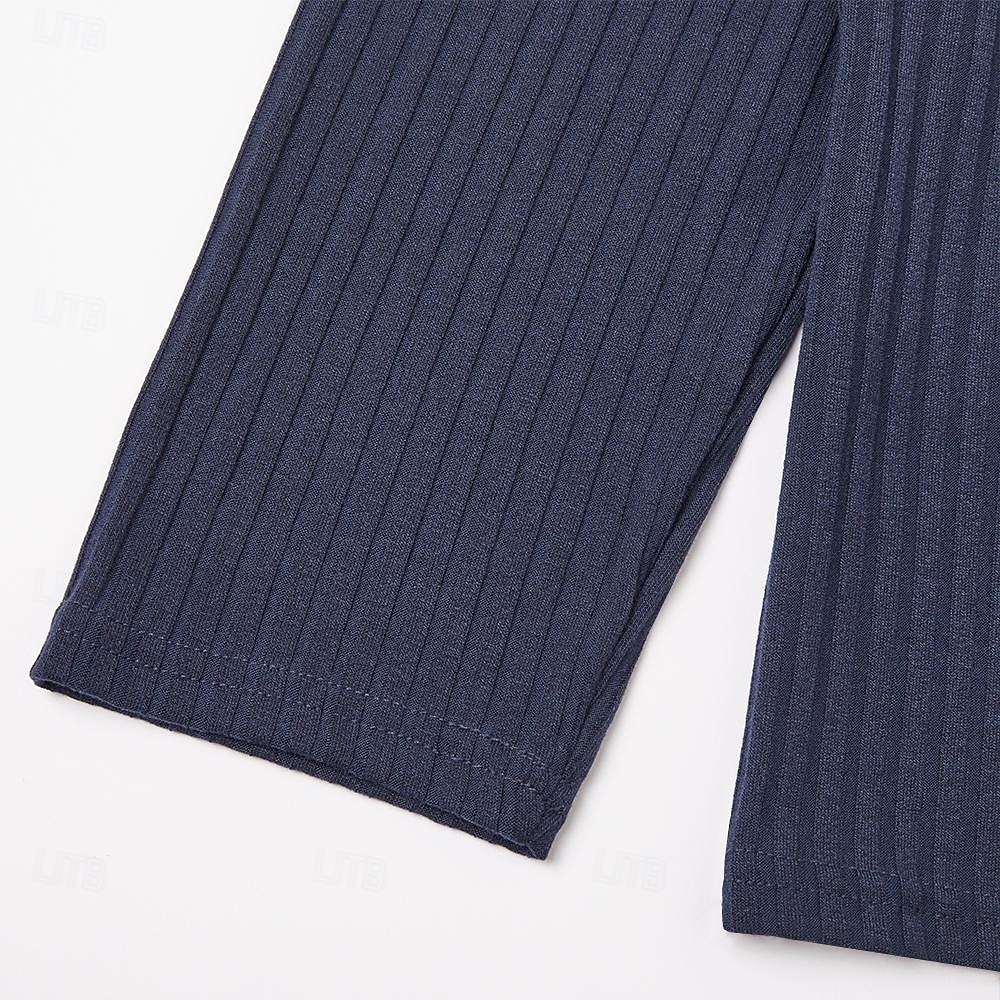 Men's Rib Knit Top Textured Street Casual Lapel Long Sleeve Basic Modern Plain Buttons Spring Fall All Seasons Slim Fit Blue White Navy Blue Gray Rib Knit Top 2025 - $25.99 –P13