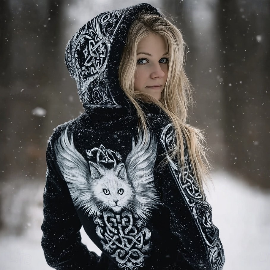 Per donna Felpa con cappuccio Grafico Animale Tinta a nodi Elegante Punk Vintage Manica Lunga Con Cappuccio Top Regolari Casuale Casa Streetwear Blu Nero Blu marino Primavera Autunno Inverno del 2026 a $31.99 –P4