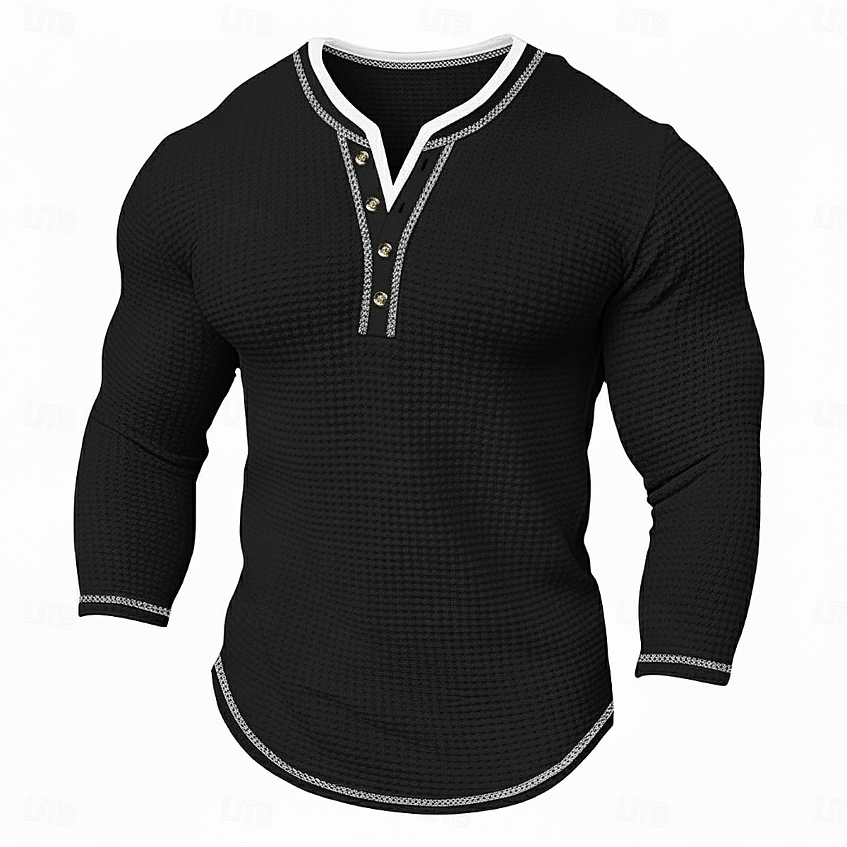 Homens Camiseta Camisa Waffle Henley Camisa Henley T-shirt Manga Longa Decote V Henley Primavera & Outono Todas as Estações Bloco de cor Moda Designer Básico Patchwork duas peças falsas Casual Férias de 2026 por $17.99 –P2