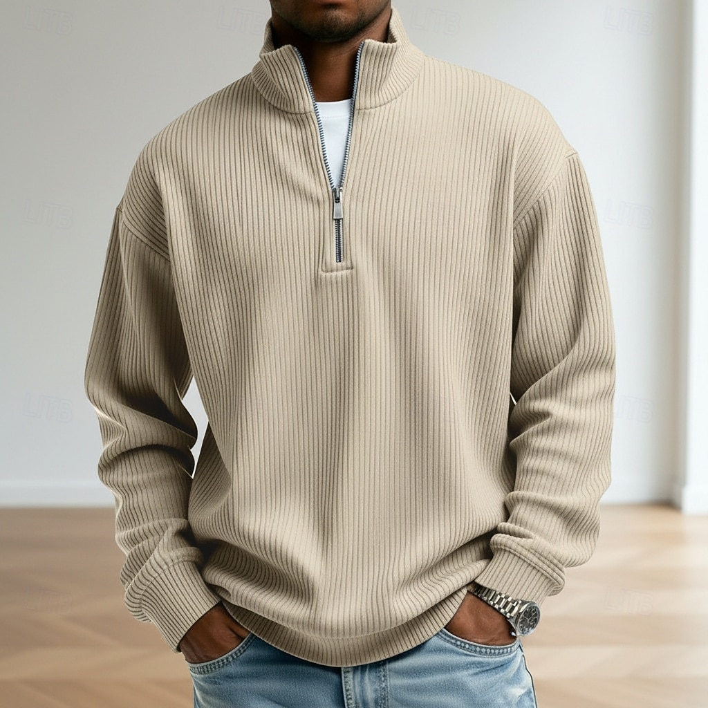 Per uomo Camicia di Velluto a Coste Maglietta Manica Lunga Zip a un quarto Autunno Primavera & Autunno Tinta unica Moda Moderno Casual Con zip Caldo Casuale All'aperto Casual Nero Blu scuro Grigio del 2026 a $25.99 –P5