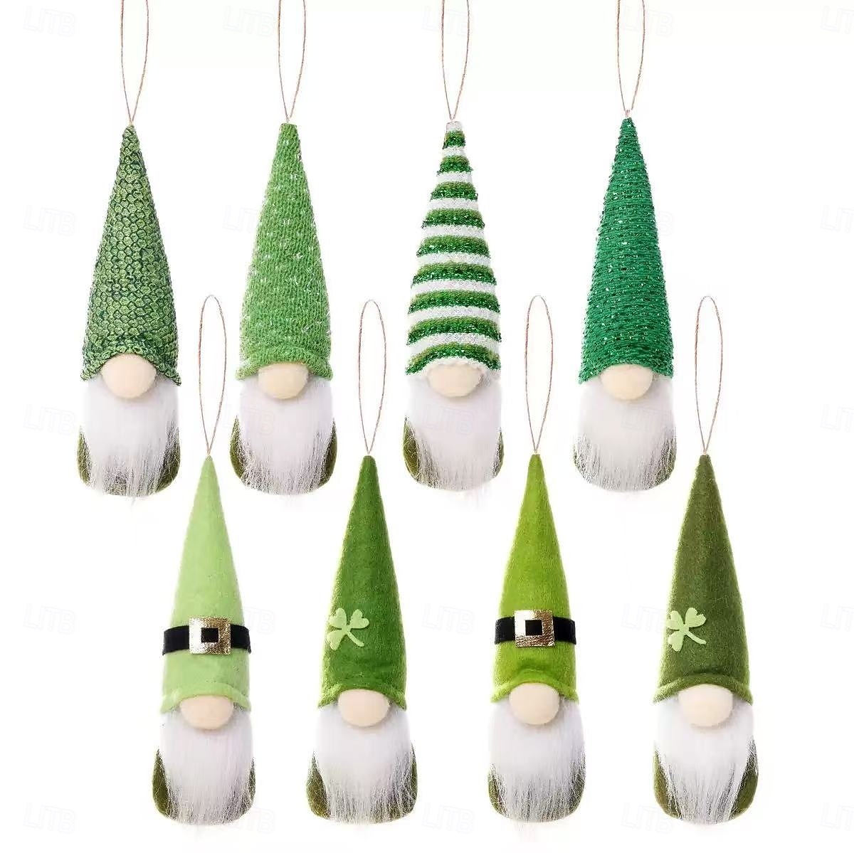 4/8 piezas de decoraciones colgantes de gnomos del Día de San Patricio: decoración festiva de primavera irlandesa para interiores con hojas verdes, fieltro y poliéster, no requiere energía, perfecta 2026 - $32.04 –P1
