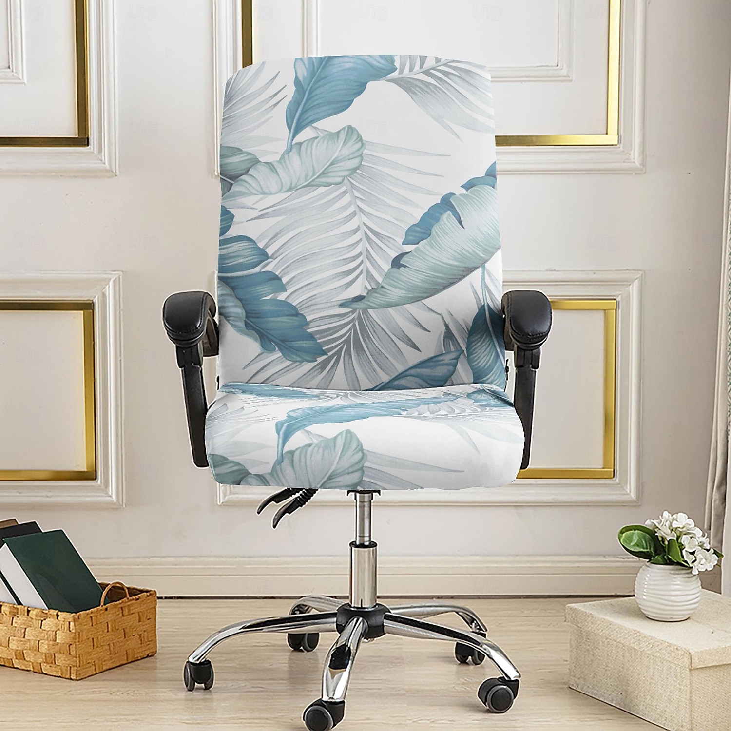 Bürostuhlbezug, Hockerbezug, geometrisch bedruckter Polyester-Überzug, Stretch-Stuhlschutzbezug für Homeoffice und Wohnzimmer 2026 - $17.99 –P2