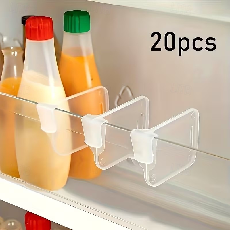 20-pakning justerbare kjøleskapsdelerklips, multifunksjonelle kjøleskapsdørhylleorganisatorer, slitesterke plastskillevegger for tilpasset plasshåndtering 2026 - $9.99 –P1