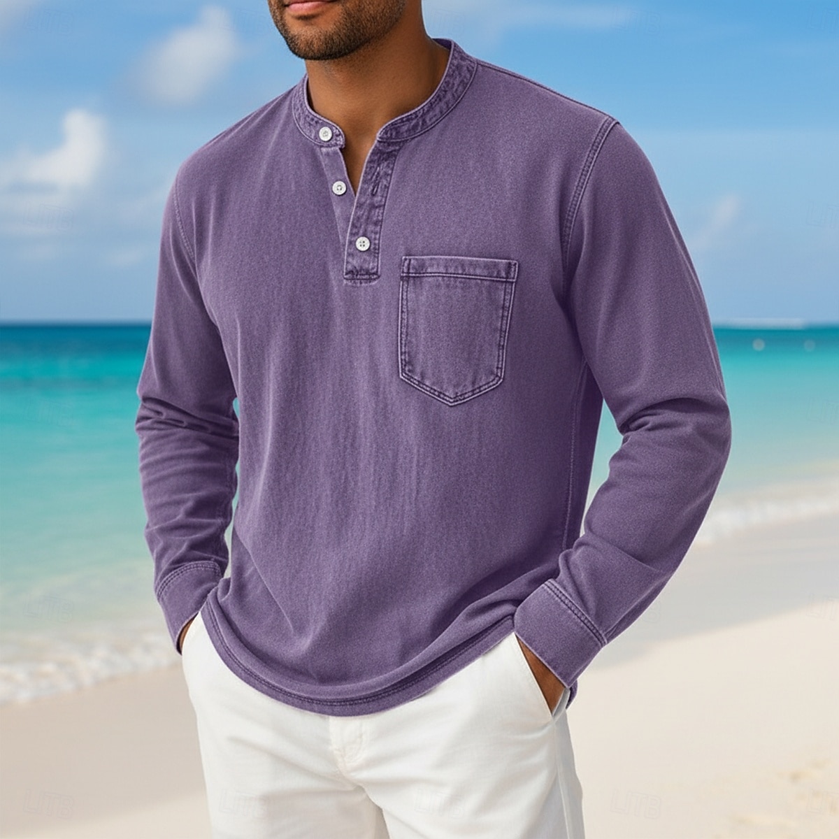 Per uomo Maglia Henley Camicia 100% cotone lavaggio acido Manica Lunga Henley Primavera Autunno Tutte le stagioni Tinta unica Vintage Retrò Vintage Casual Stile Vintage Tinto in capo Lavato Casuale del 2026 a $31.99 –P10