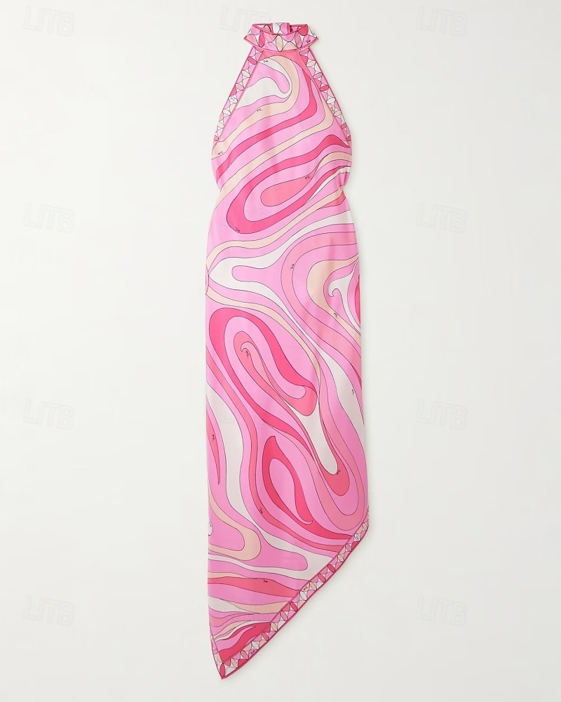 Per donna Abito Midi Abito in Raso Vestito Estivo Abito Estivo Abito Boho Moda Moderno Quotidiano Vacanza Uscire Vestibilità regolare Grafico Sole Senza Maniche All'americana Nero Rosa Estate del 2026 a $25.99 –P6