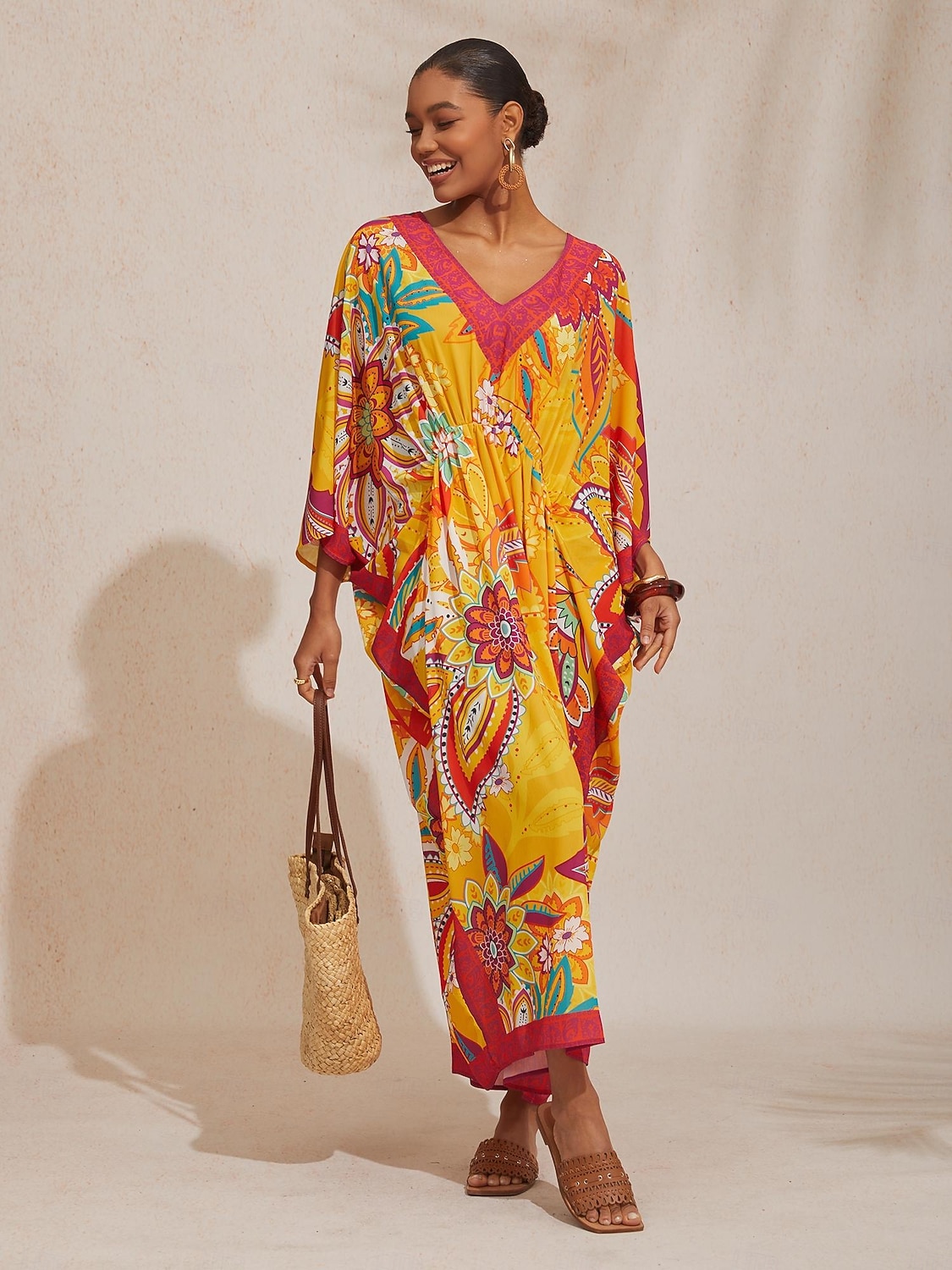 Boho-Paisley-Kaftan aus fließendem Chiffon 2026 - $91.99 –P3