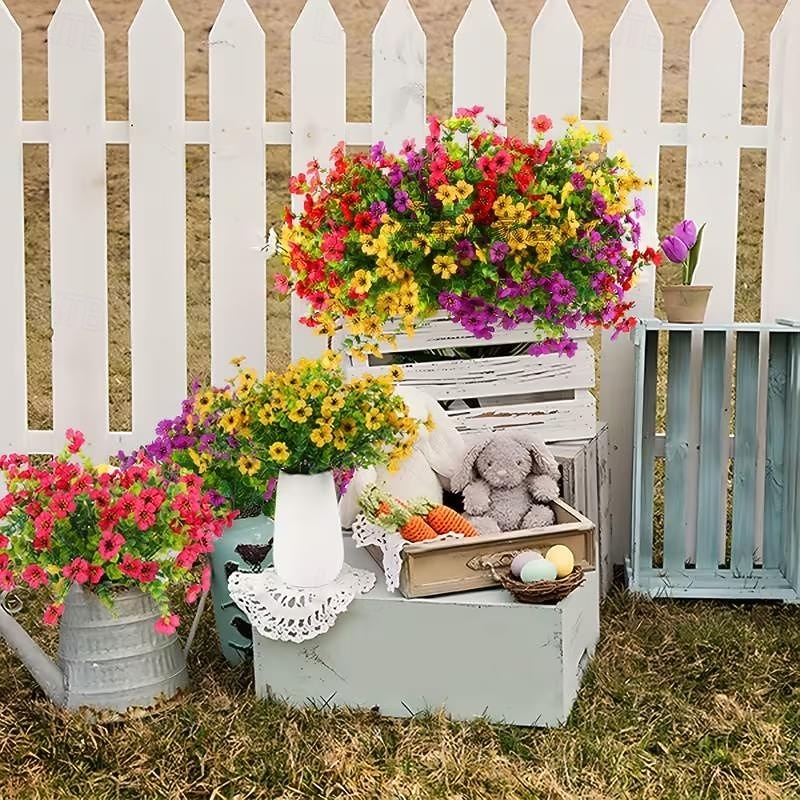 10 Bundles Artificial Flowers Fake Plants - Fake Flowers Outdoor Artificial Plants Flowers Eucalyptus Leaves DIY Wedding Garden Porch Window Box Pot Planters Decor Room Decor Home Decor Valentine's Day 2026 - $20.99 –P2