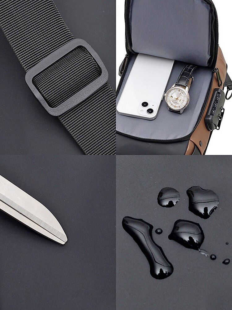 Herrväska i flerfärgad nylon för resor, vandring och friluftsliv - vattentålig axelväska med extern USB-port 2026 - $19.99 –P11